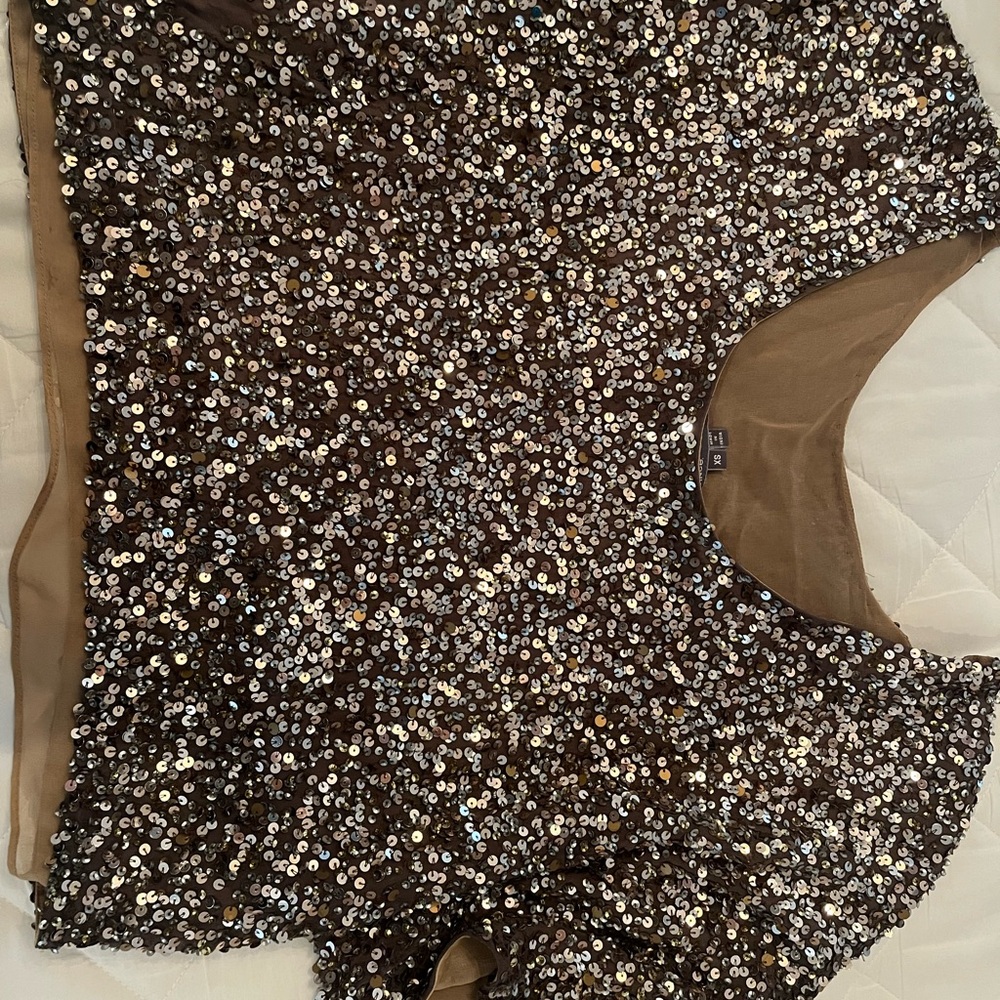 Elegant Sequin Brown Top